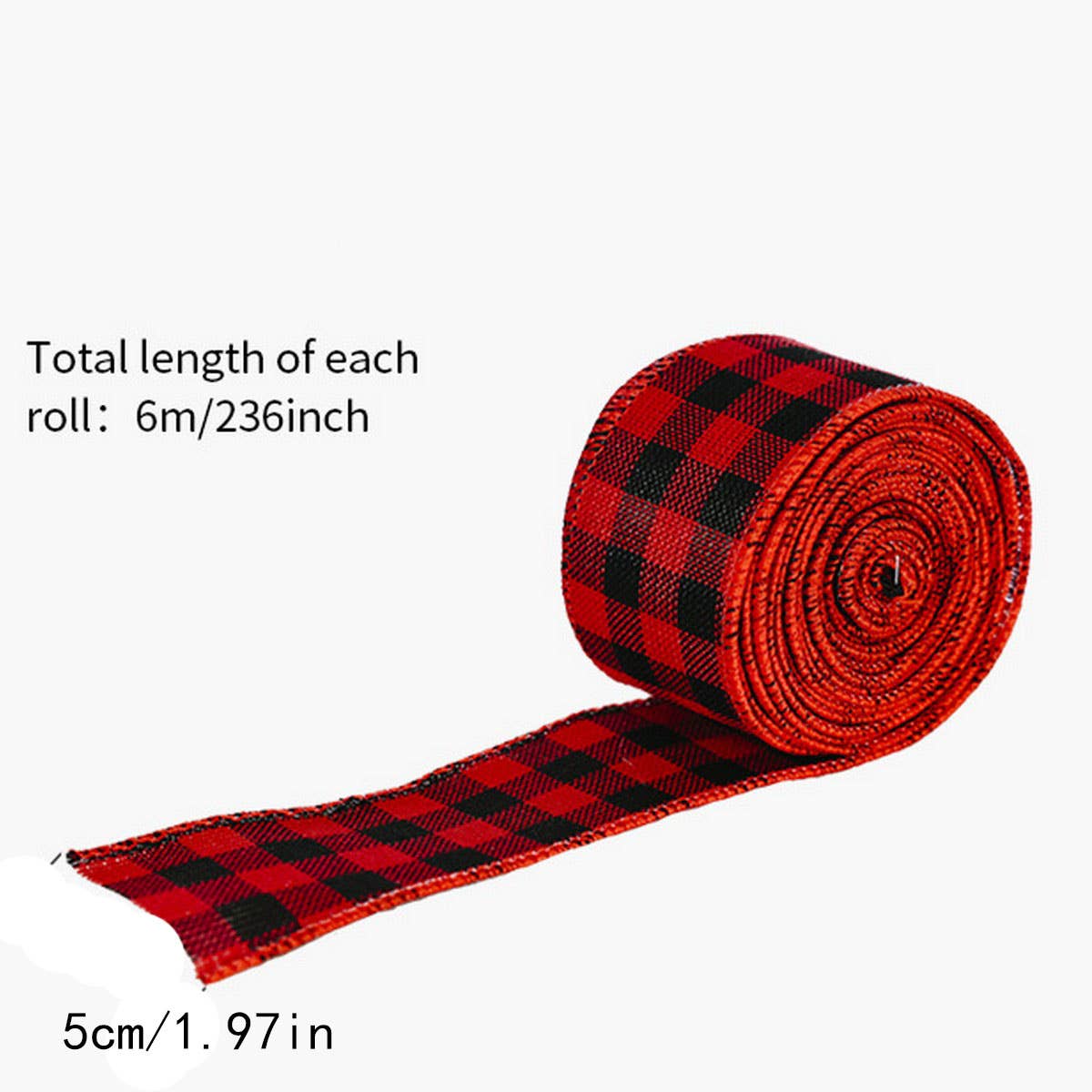 CWMM10205_PLAID CHRISTMAS RIBBON RED BLACK WHITE DECOR