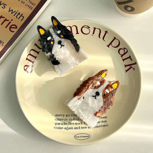 Cute Dog Acetate Hair Claw ? Cartoon Collie Clip