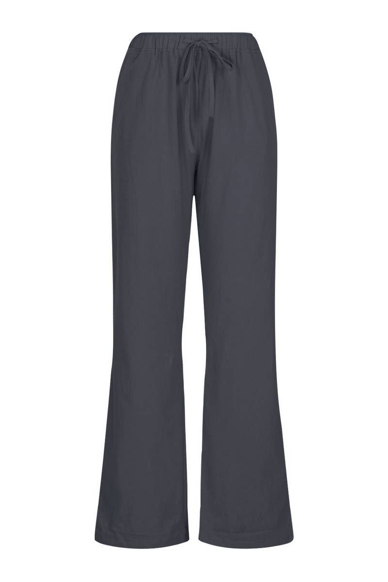 CWBLP2030_CASUAL ELASTIC WAIST TIE LOOSE SOLID PANTS