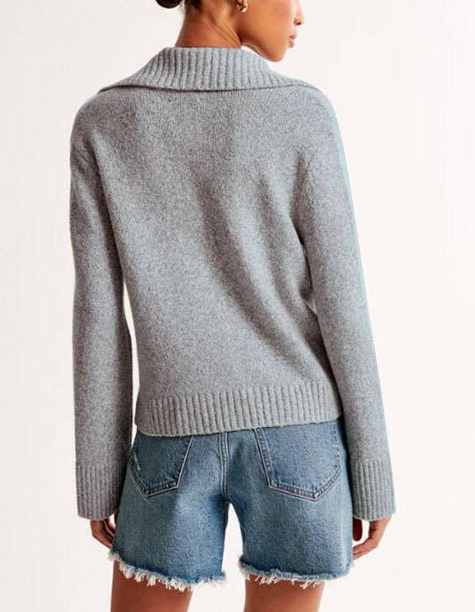 Solid-color loose retro V-neck pullover top