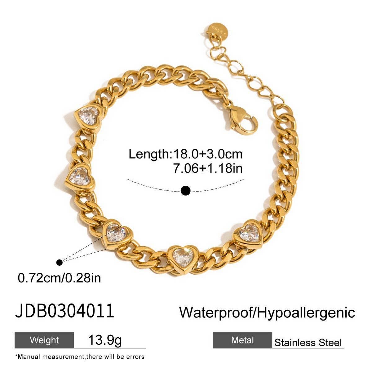 18K Gold Zircon Bracelet in Stainless Steel_CWAJE4625