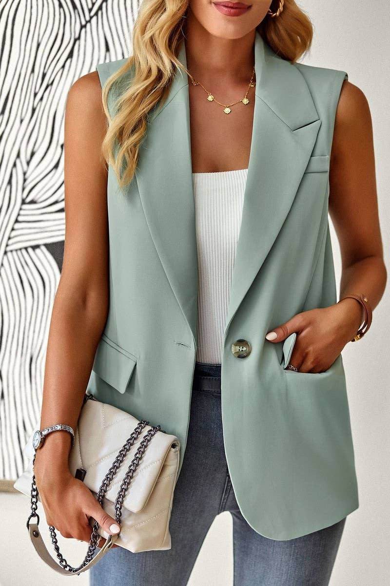 CWOCASL0041_LOOSE AND ELEGANT COMMUTING SLEEVELESS SUIT VEST