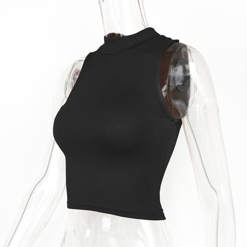 SHORT SLIM-FIT MIDRIFF HALF-NECK VEST