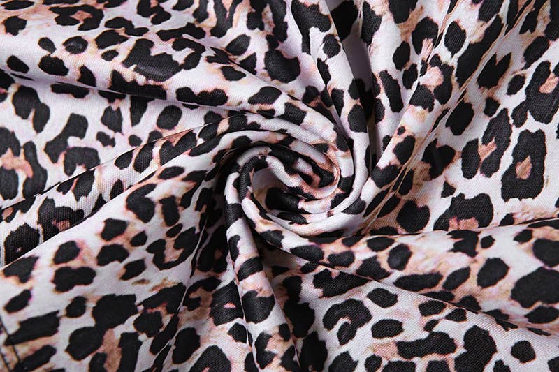 LEOPARD PRINT MIDRIFF HALTER SKIRT HIP WRAP SET