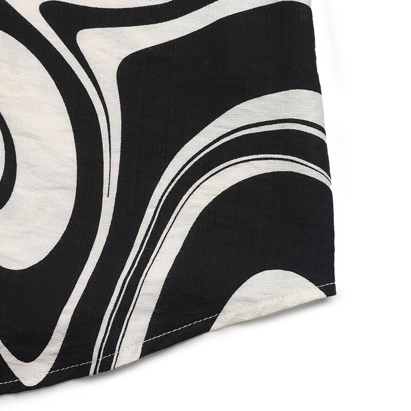 Ruffled abstract print long-sleeved loose dress