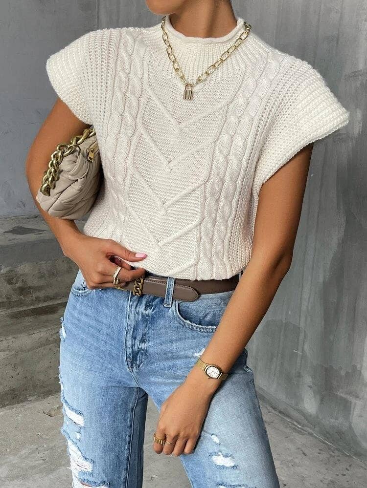 Solid-color twisted high-necked vest