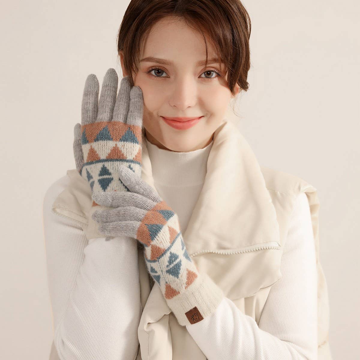 WINTER WARM KNITTED TOUCH SCREEN GLOVES FOR WOMEN_CWAG0402