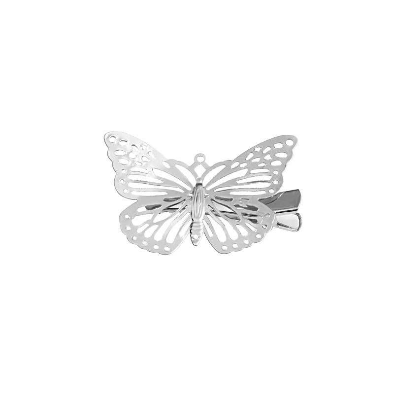 Metal solid-colored butterfly hair clips