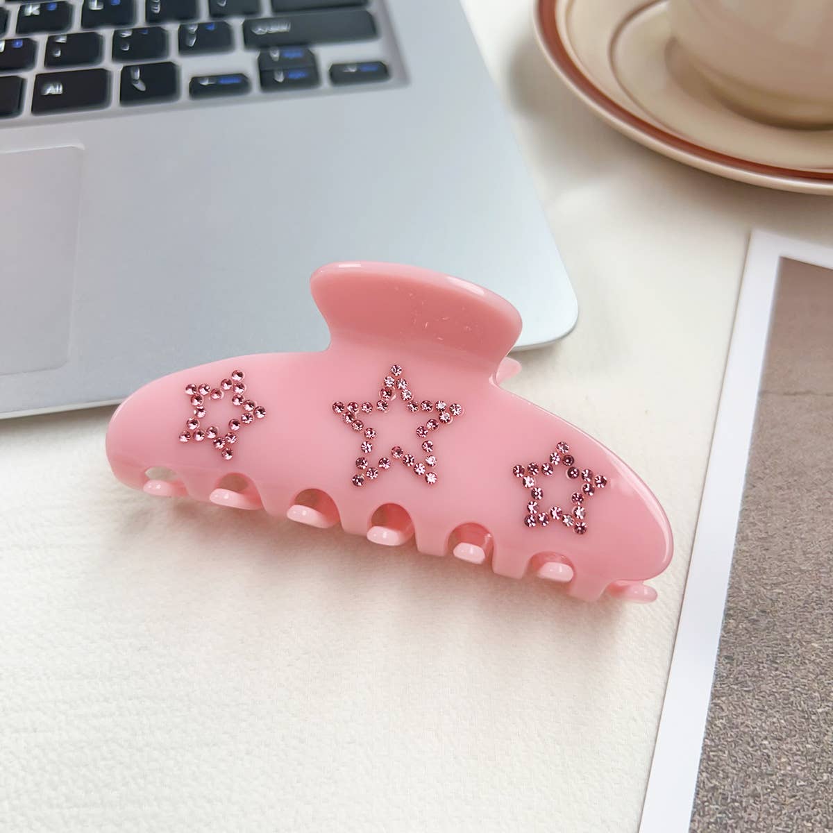 Elegant diamond-encrusted acetate hairpin clipper