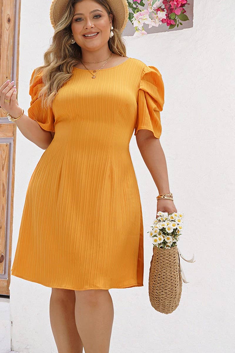TEMPERAMENT BUBBLE SLEEVES WAIST IN PIECE DRESS_CWDSD2979