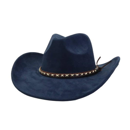 Soft Suede Western Cowboy Fedora Hat Ethnic Style_CWAH04401
