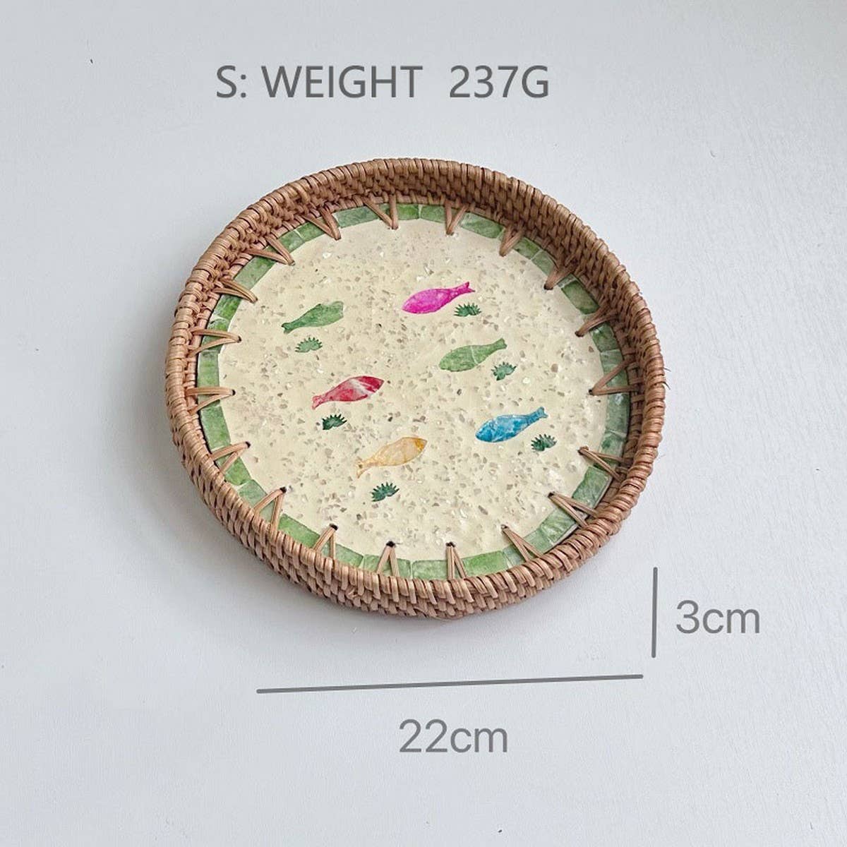 RATTAN COLORFUL SHELL CREATIVE HANDMADE FRUIT PLATE_CWMM4481