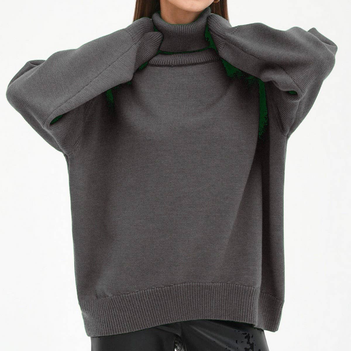 Women's Solid Turtleneck Knit Sweater