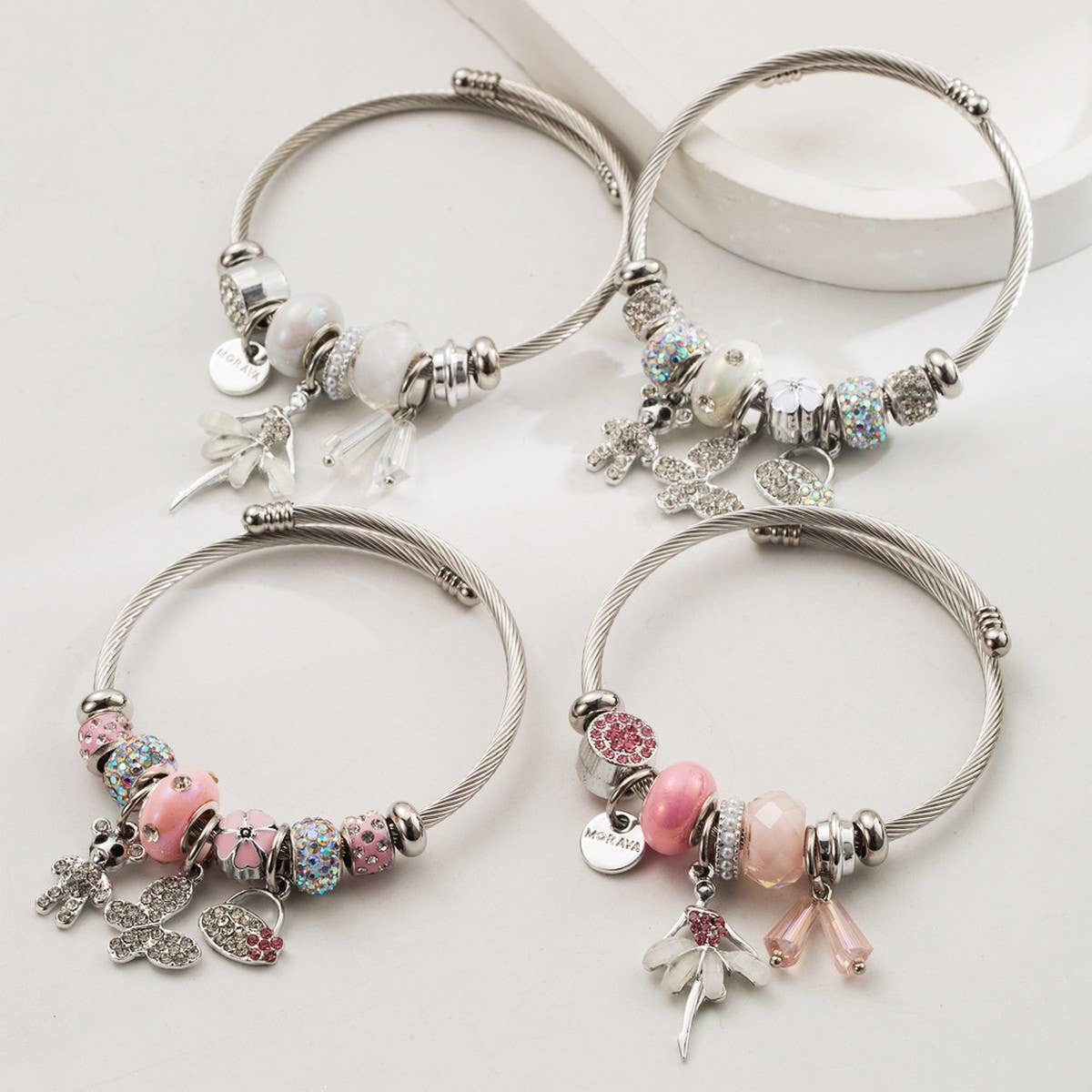 Stylish Silver Bracelet with Ballerina & Butterfly_CWMM8573