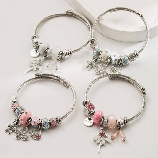 Stylish Silver Bracelet with Ballerina & Butterfly_CWMM8573