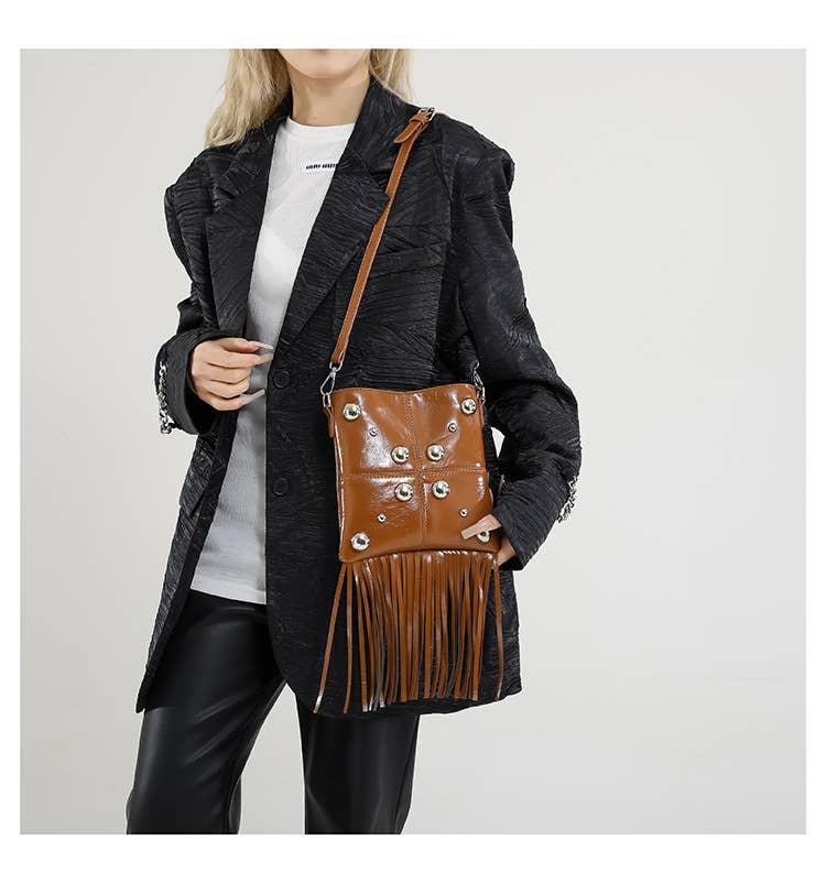 Personalized tassel trendy crossbody square bag