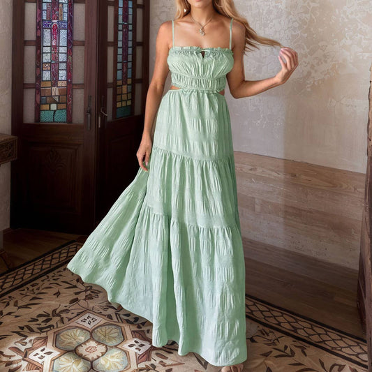 Literary, retro and sexy backless halter dress