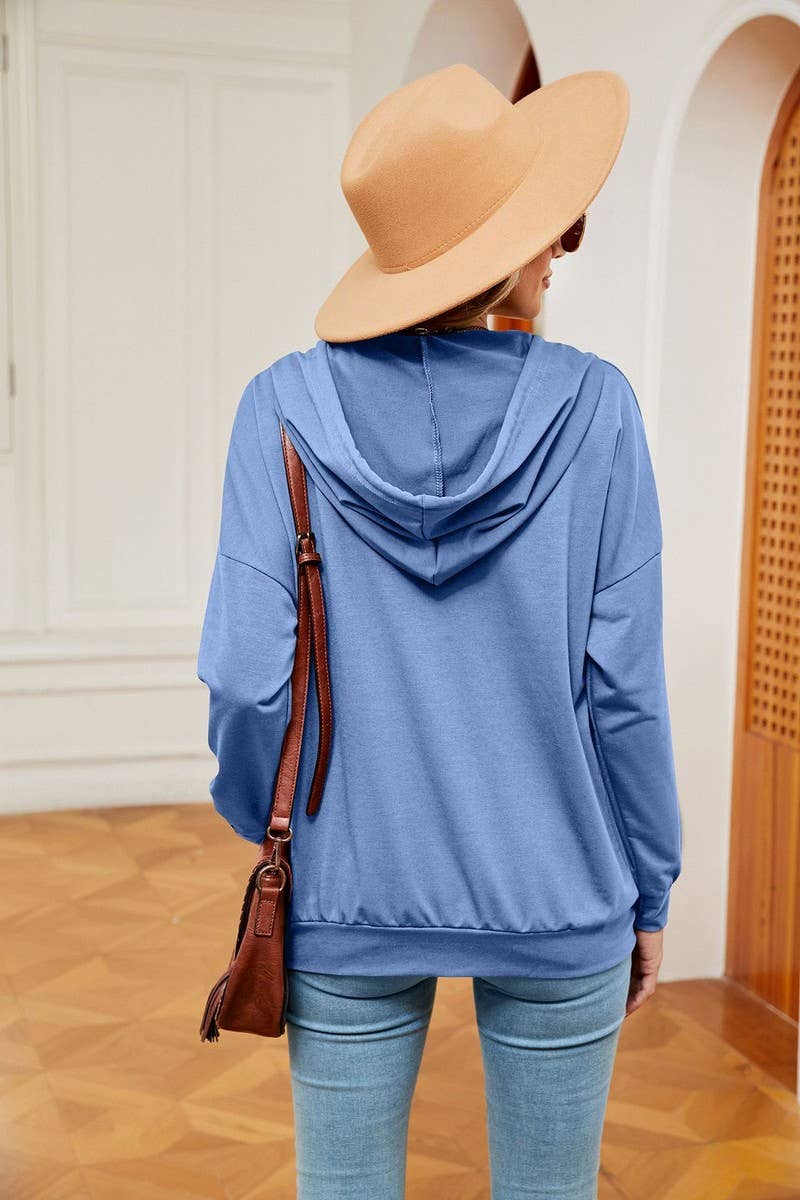 CWOHOL0930_SOLID COLOR BUTTON DRAWSTRING POCKET HOODIE