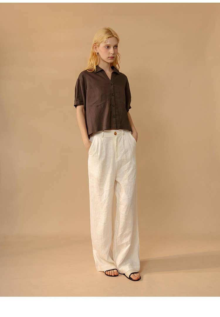 High-end and versatile linen straight-leg pants