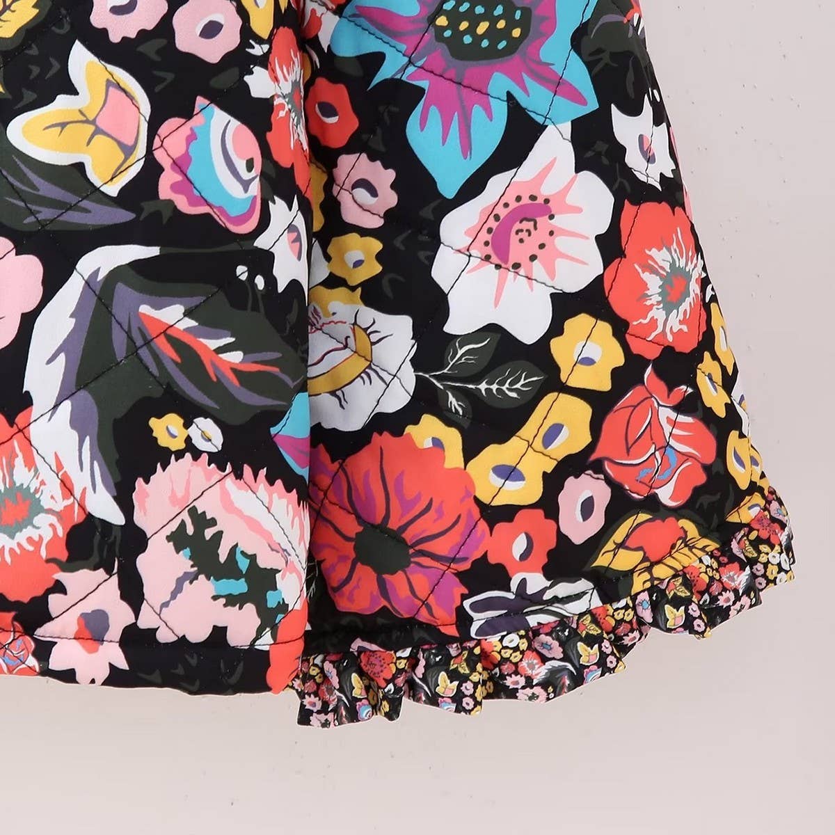 SINGLE BREASTED FLORAL PRINT QUILTED JACKET_CWOJA1564