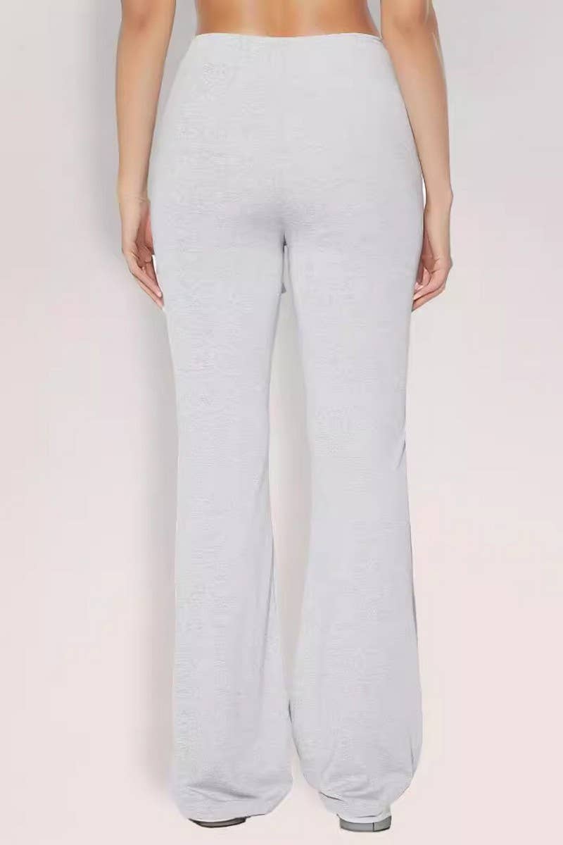 CWBLP1888_SUMMER HIGH-WAISTED RUCHED SLIM FIT FLARE PANTS