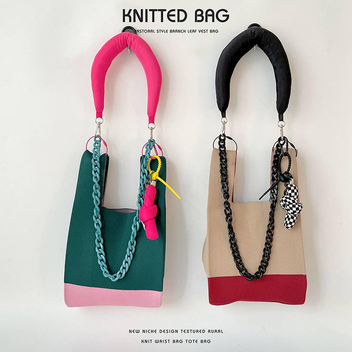 SIMPLE AND VERSATILE COLOR BLOCK KNITTED HANDBAG_CWAB1509