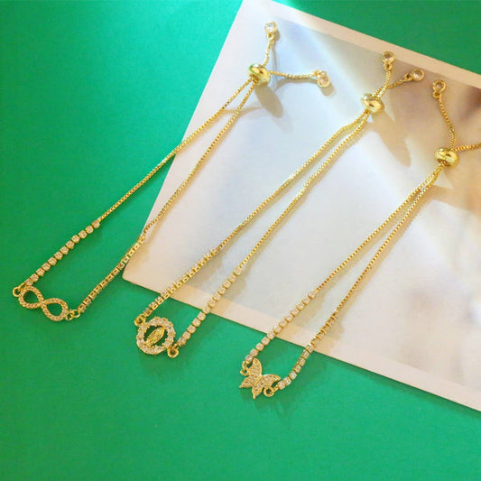 DEVIL'S EYE BUTTERFLY PLATED 18K GOLD BRACELET