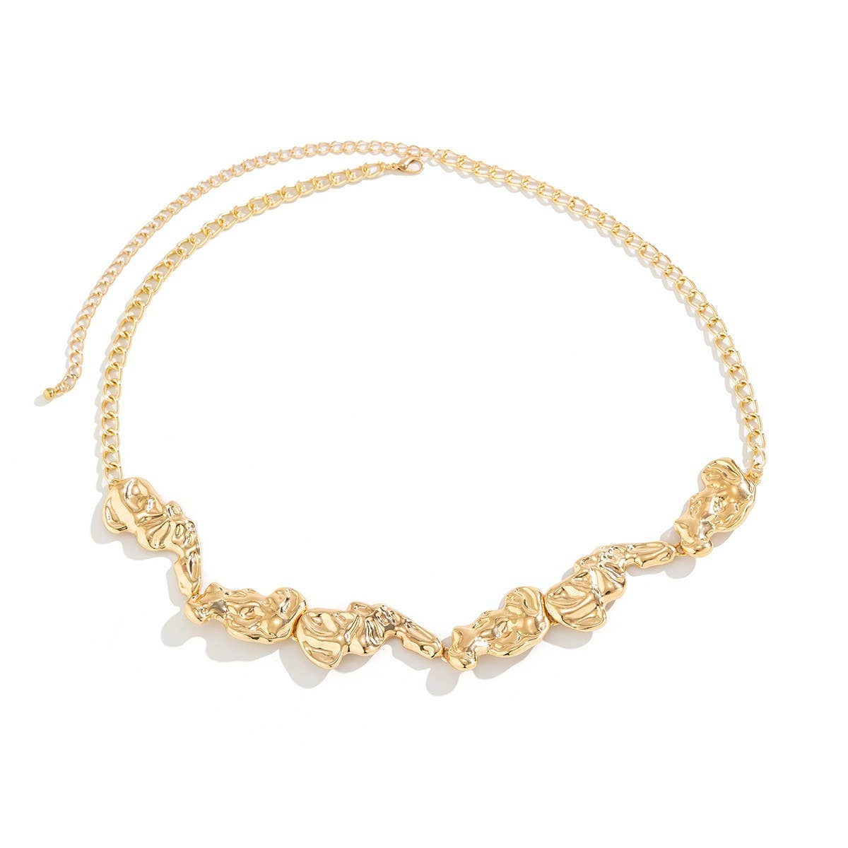 WRINKLED METAL IRREGULAR VINTAGE NECKLACE SET_CWMM3249