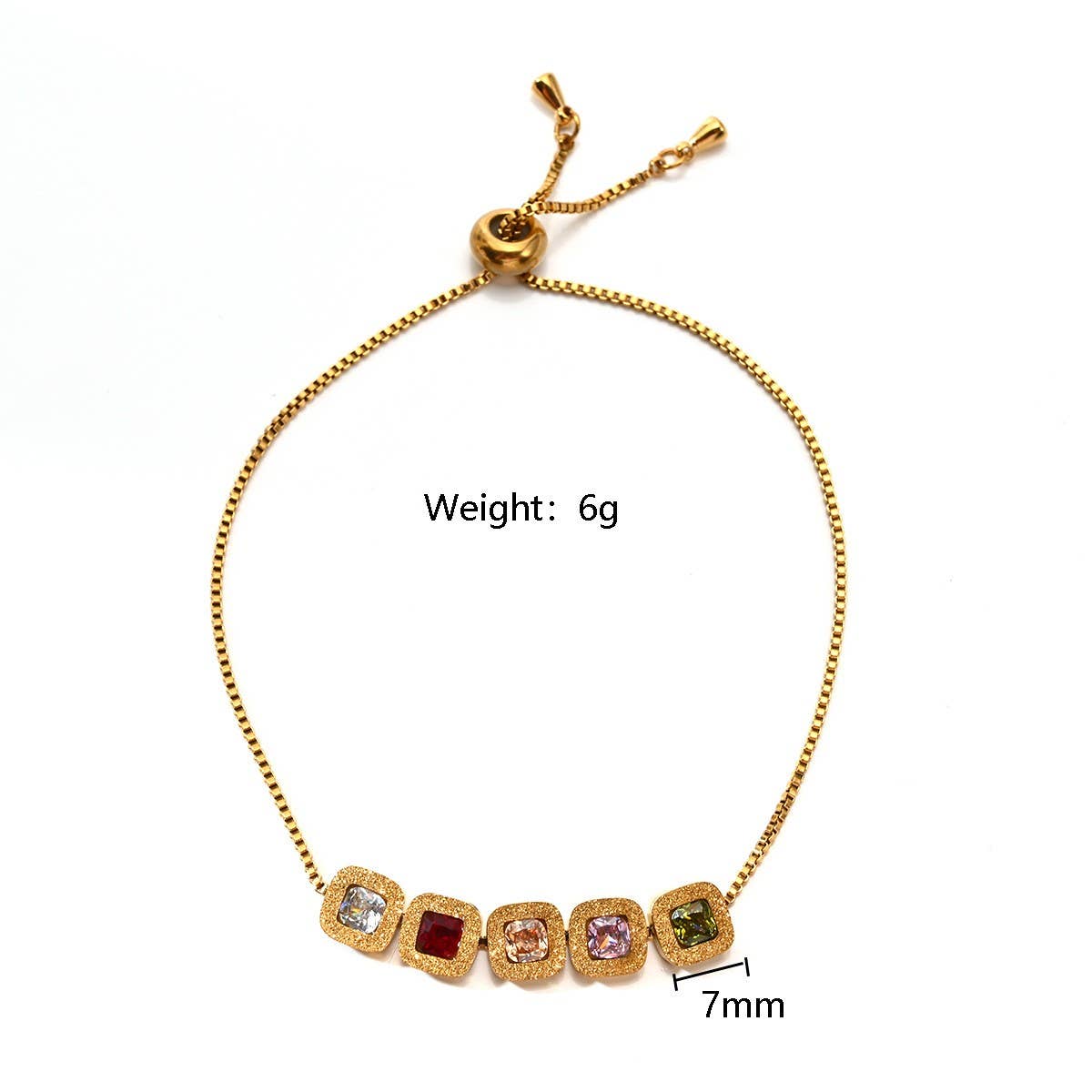 Adjustable Square Zircon Stainless Steel Bracelet_CWAJE4598
