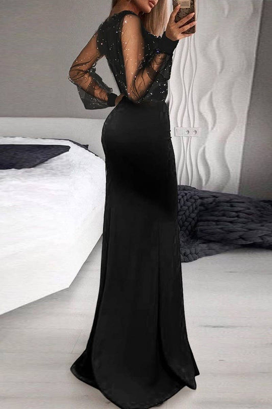 CWDMD5418_ELEGANT BLACK STRAPLESS BOHEMIAN MAXI DRESS