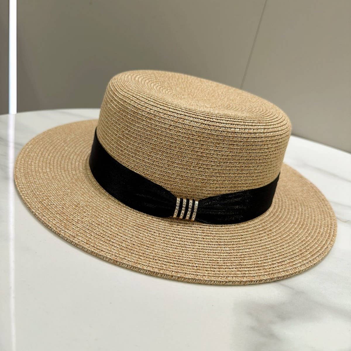 Summer simple high-end flat top straw hat_CWAH3592