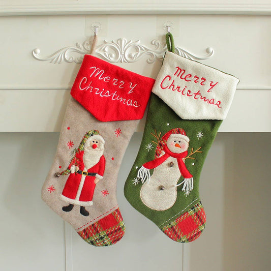EMBROIDERED GIFT CHRISTMAS STOCKING CANDY BAG