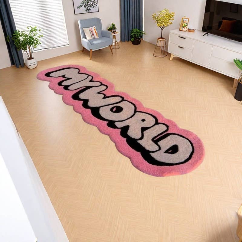 Faux Cashmere Black & White Letter Rug