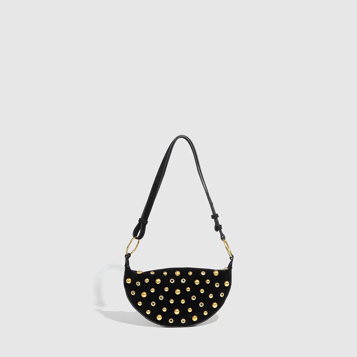 Studded Polka Dot Punk Shoulder Bag for Women_CWAB5679