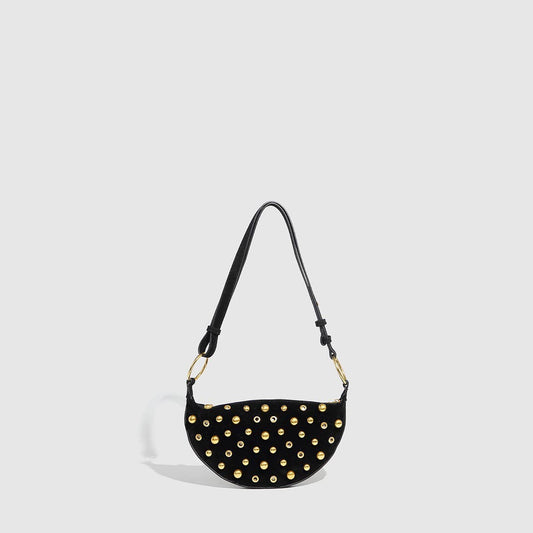 Studded Polka Dot Punk Shoulder Bag for Women_CWAB5679