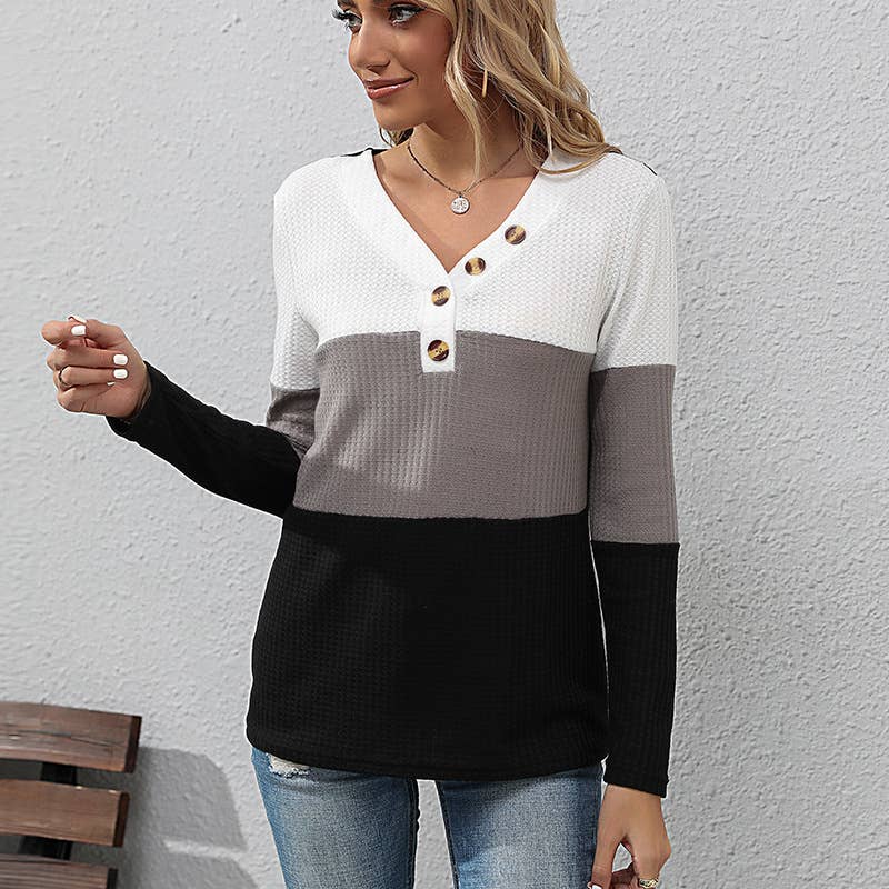 V-NECK WAFFLE JERSEY WITH MATCHING BOTTOMS