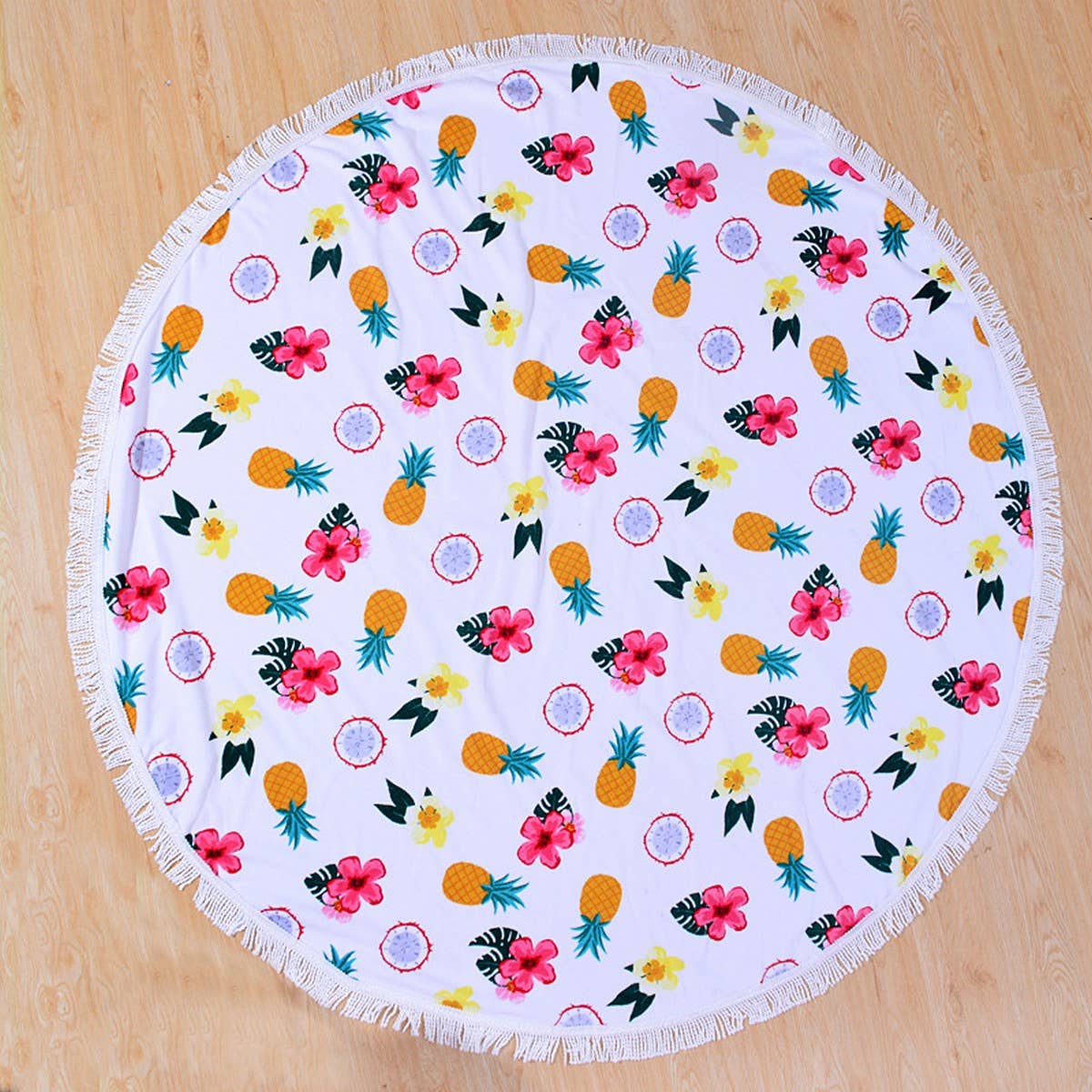 Round Microfiber Tassel Beach Towel Blanket