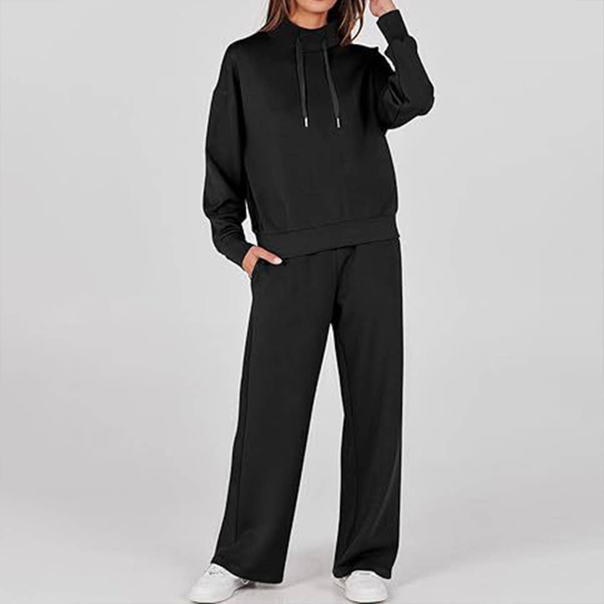 Long-sleeved solid-color commuting trousers set