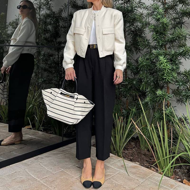 STYLE SOLID SHORT SINGLE-BREASTED JACKET