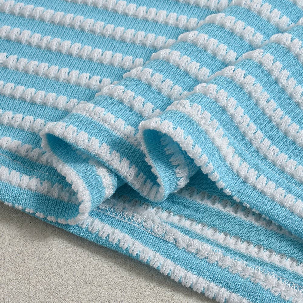 Wraps the hips contrasting color striped dress