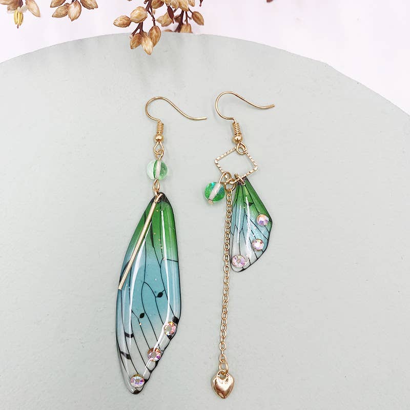 Fashionable imitation cicada wing earrings