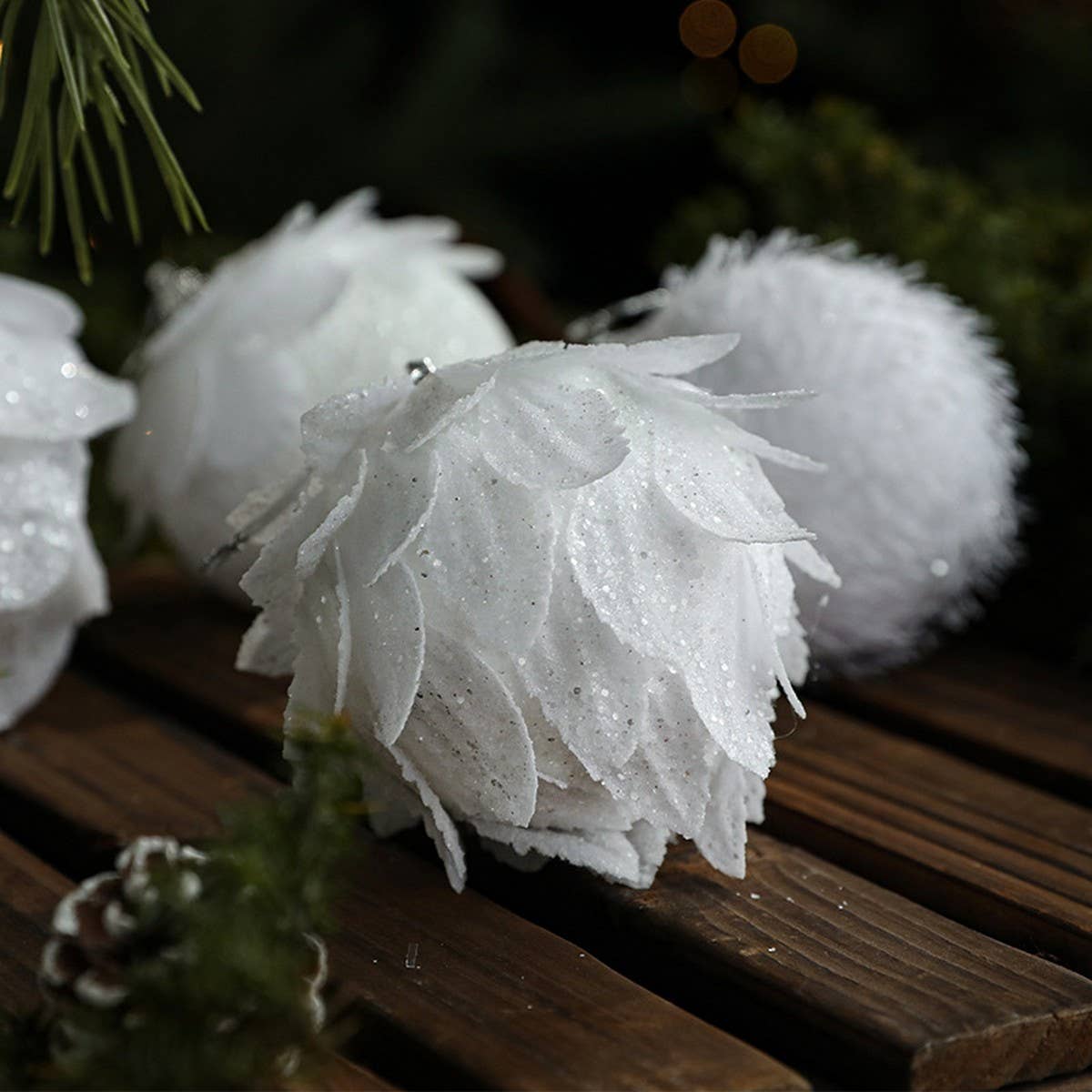 White Petal Foam Xmas Ball Tree Hanging Decor
