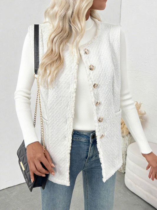 Solid-colored, elegant cardigan vest