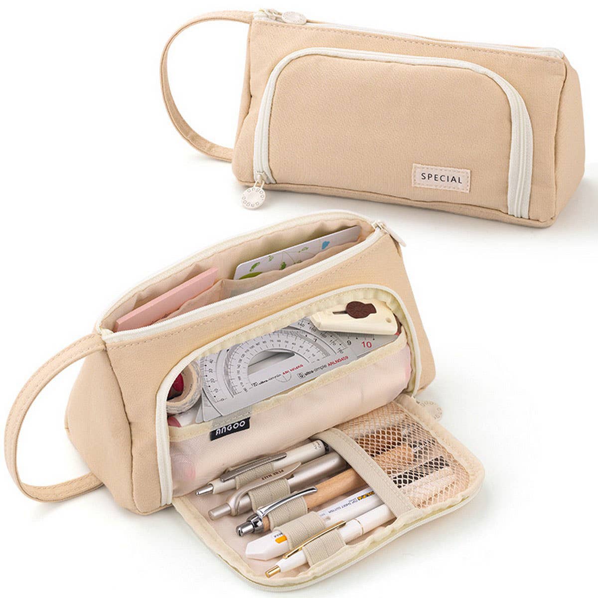 HIGH-VALUE CANVAS WINDOW PENCIL CASE