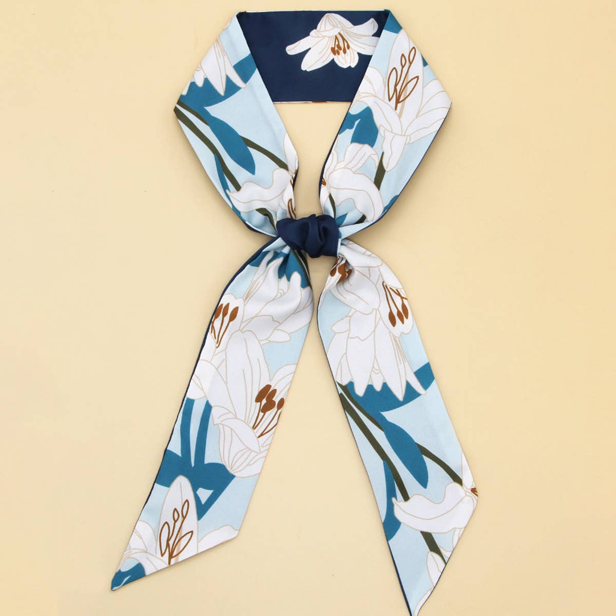 Floral Letter Skinny Twilly Scarf for Hair & Bag