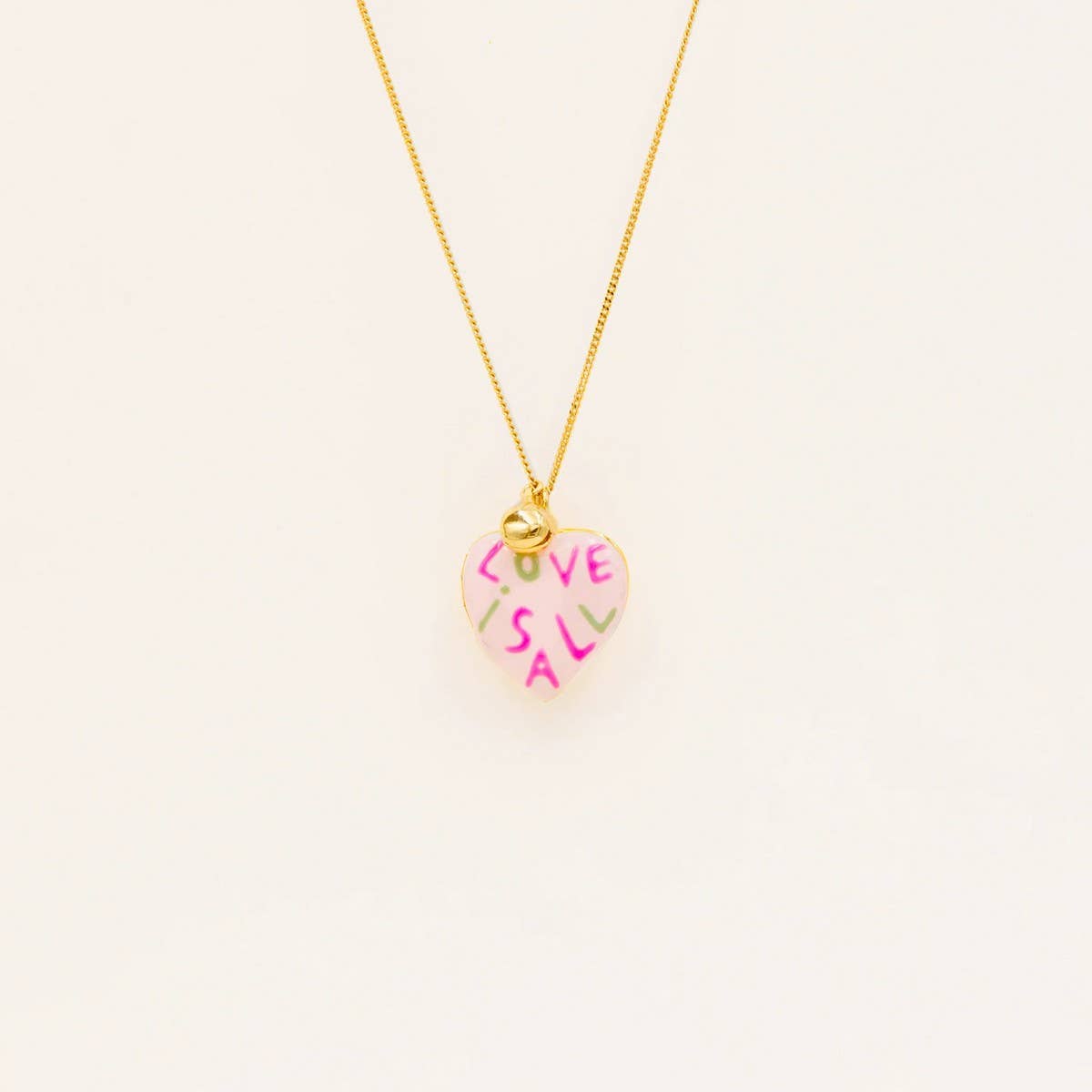 18K Gold Locket Necklace ??Enamel Heart Design_CWMM6953