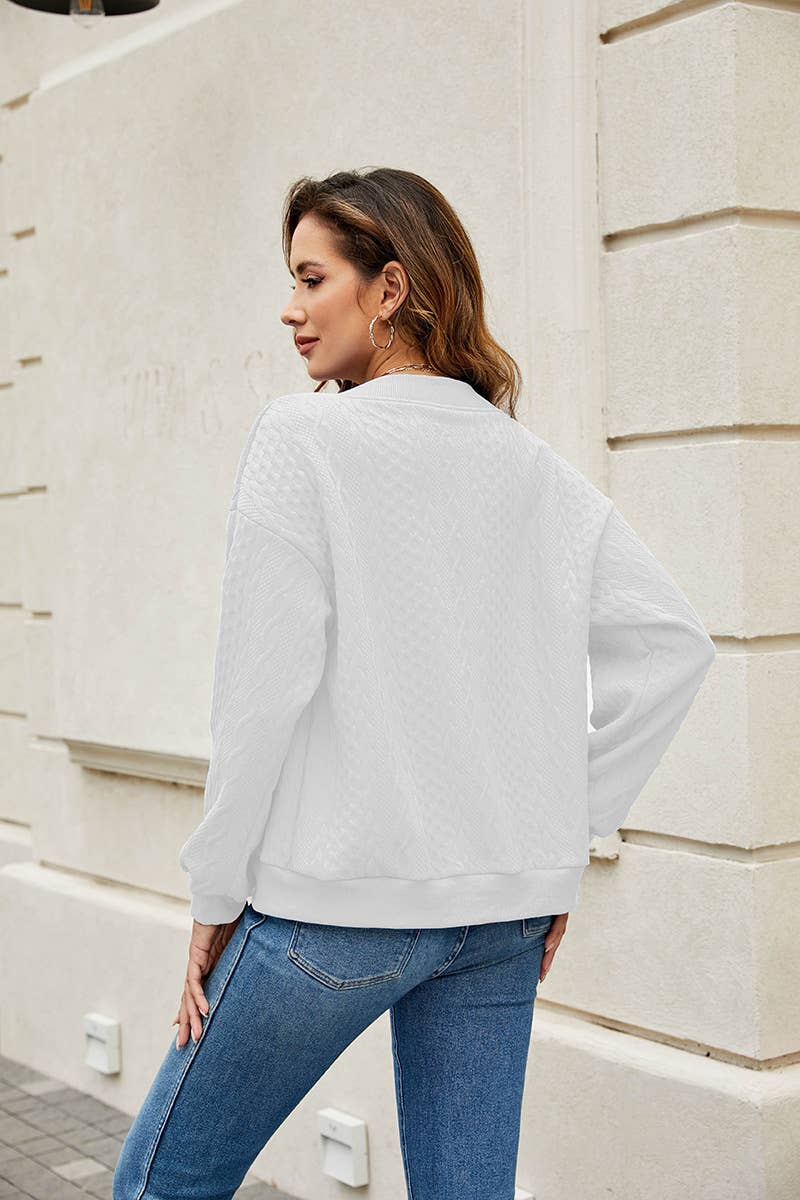 Solid-color zipper round-neck Jackets