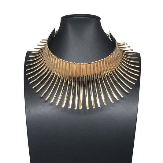 METAL FLOWER PUNK FASHION NECKLACE SET