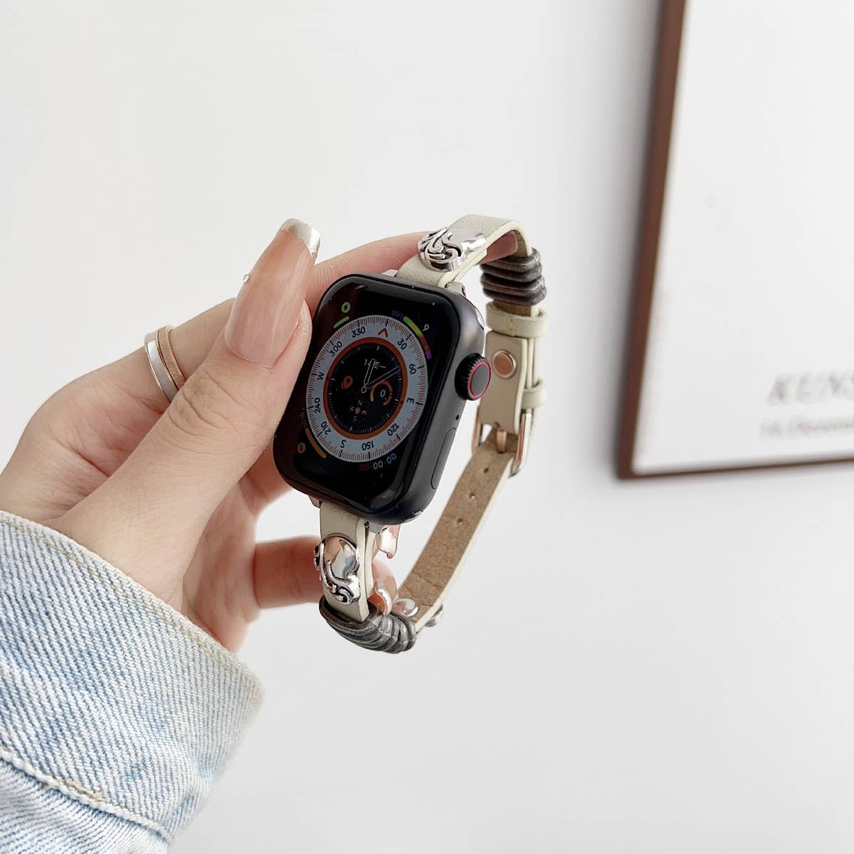 IWATCH9-1 14MM HEART LEATHER STRAP FOR APPLE WATCH