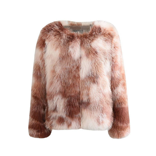 Young Style Faux Fur Jacket Round Neck_CWMM9059